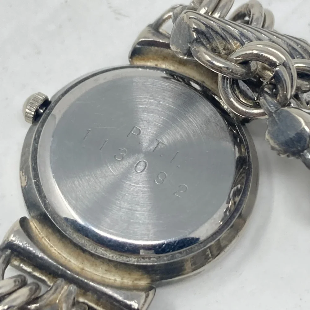 Vtg Shannons Watch Women 25mm Silver Tone Chain Link Band New Battery 6.5